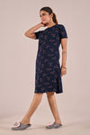 Sweet Moon Knit Cotton Mid Length Nightdress - Twilight Blue — thumbnail 4